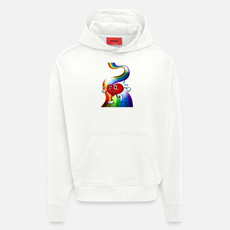 drapeau pride arc-en-ciel - Sweat à capuche bio épais oversize fabriqué en UE - OFF WHITE