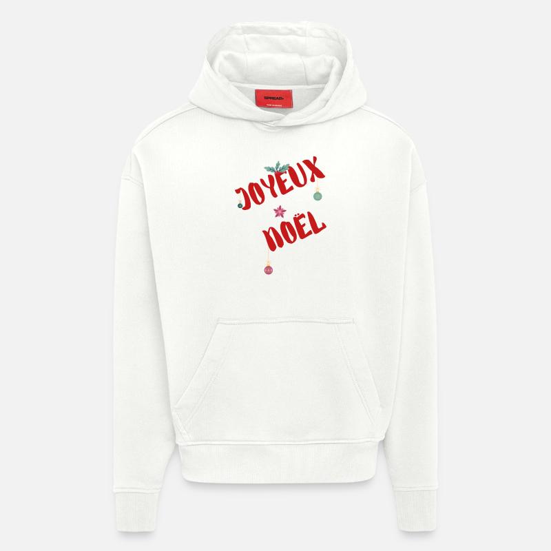 Joyeux noël 2 - Sweat à capuche bio épais oversize fabriqué en UE - OFF WHITE