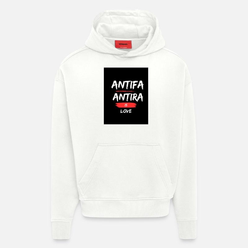 ANTIFA - Sweat à capuche bio épais oversize fabriqué en UE - OFF WHITE