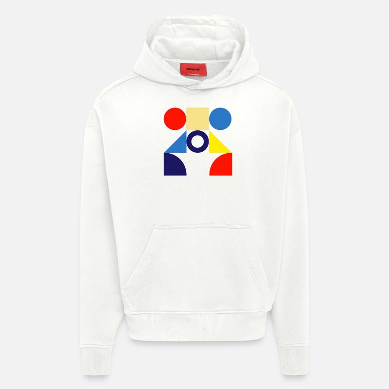 « Conception de cercle de motif » - Sweat à capuche bio épais oversize fabriqué en UE - OFF WHITE