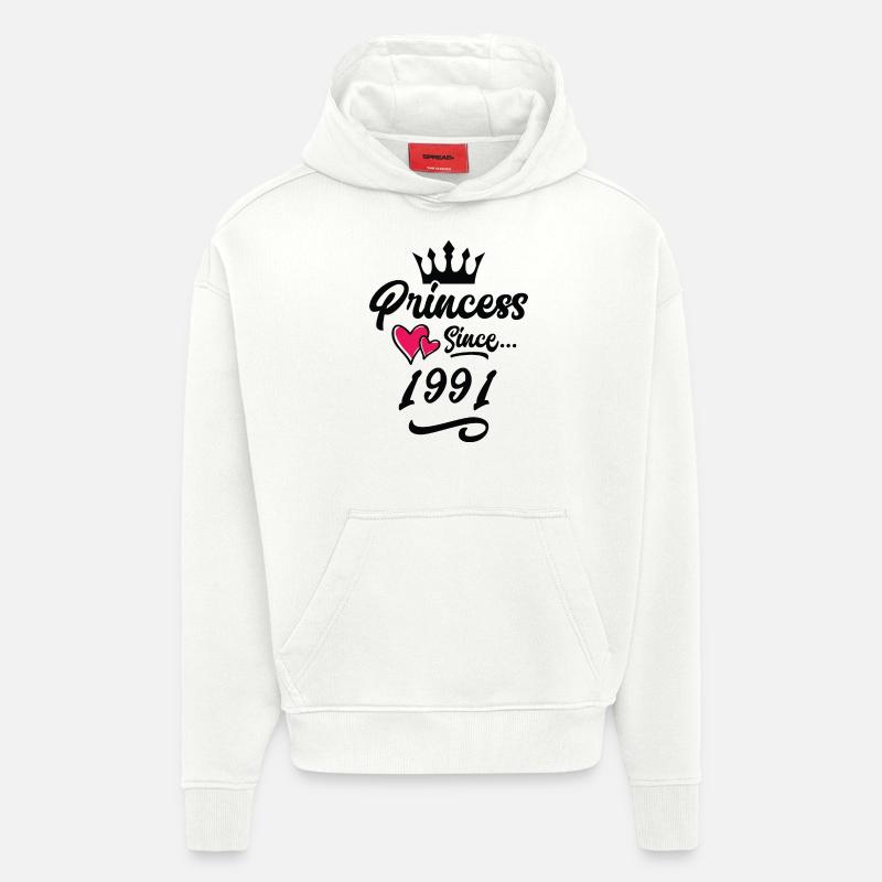 1991 Anniversaire de la princesse - Sweat à capuche bio épais oversize fabriqué en UE - OFF WHITE