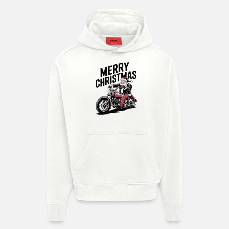 Joyeux Noël - Sweat à capuche bio épais oversize fabriqué en UE - OFF WHITE