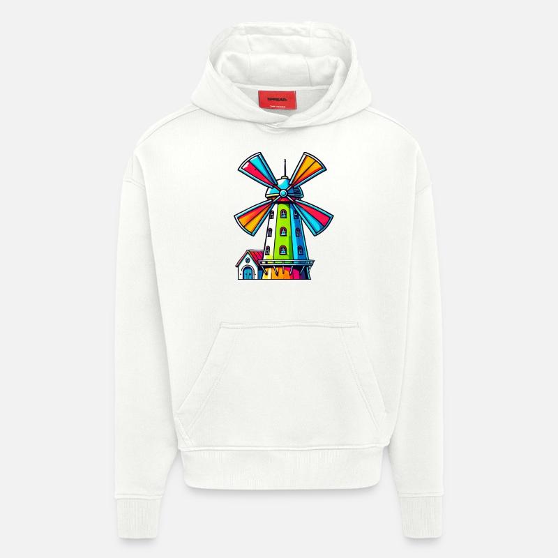 Moulin à vent - Sweat à capuche bio épais oversize fabriqué en UE - OFF WHITE