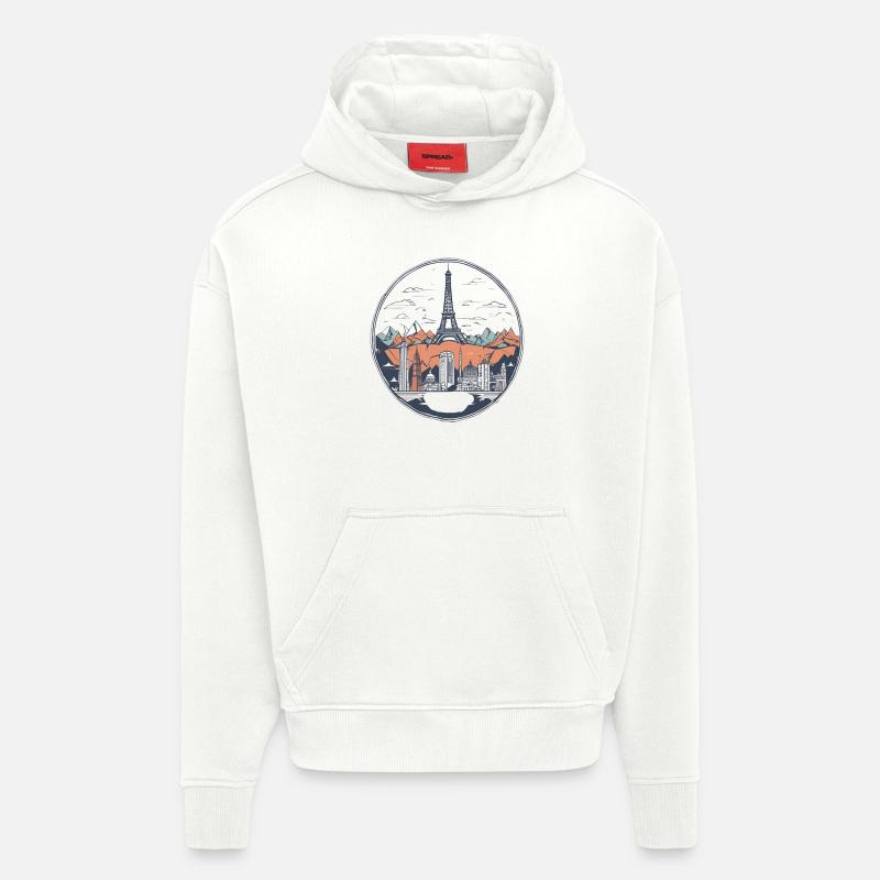 VOYAGE : ÉDITION PARIS - Sweat à capuche bio épais oversize fabriqué en UE - OFF WHITE
