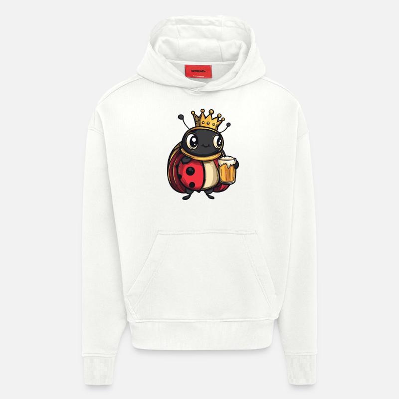 Coccinelle bière drôle - Sweat à capuche bio épais oversize fabriqué en UE - OFF WHITE