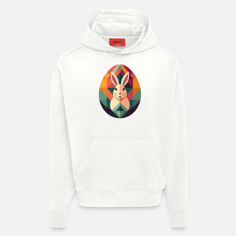 Conception d’oeuf de Pâques n°13 - Sweat à capuche bio épais oversize fabriqué en UE - OFF WHITE
