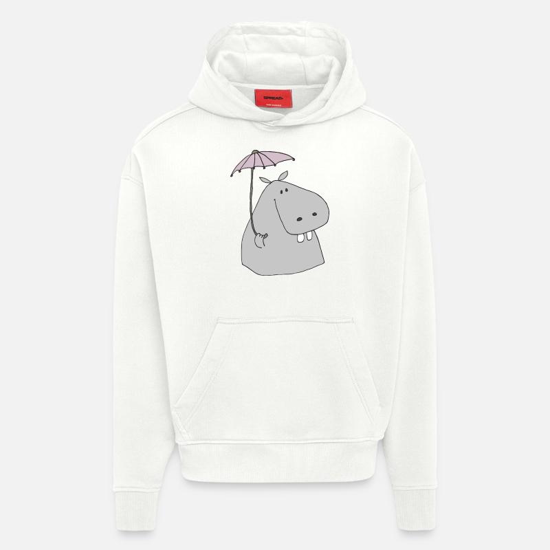 nilpferd mit schirm - Hoodie- made by SPREAD  - OFF WHITE