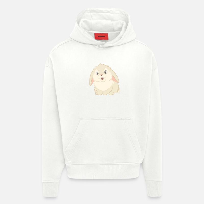 Lapin mignon comme illustration - Sweat à capuche bio épais oversize fabriqué en UE - OFF WHITE