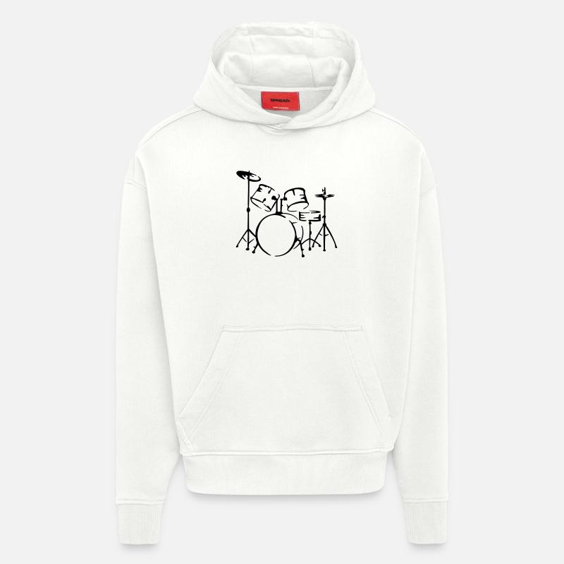 percussions - Sweat à capuche bio épais oversize fabriqué en UE - OFF WHITE