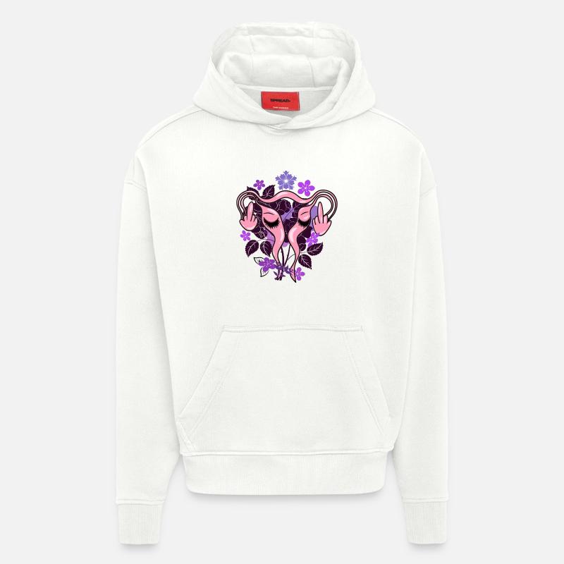 Blumen Uterus Pro-Choice Eierstöcke - Hoodie- made by SPREAD  - OFF WHITE