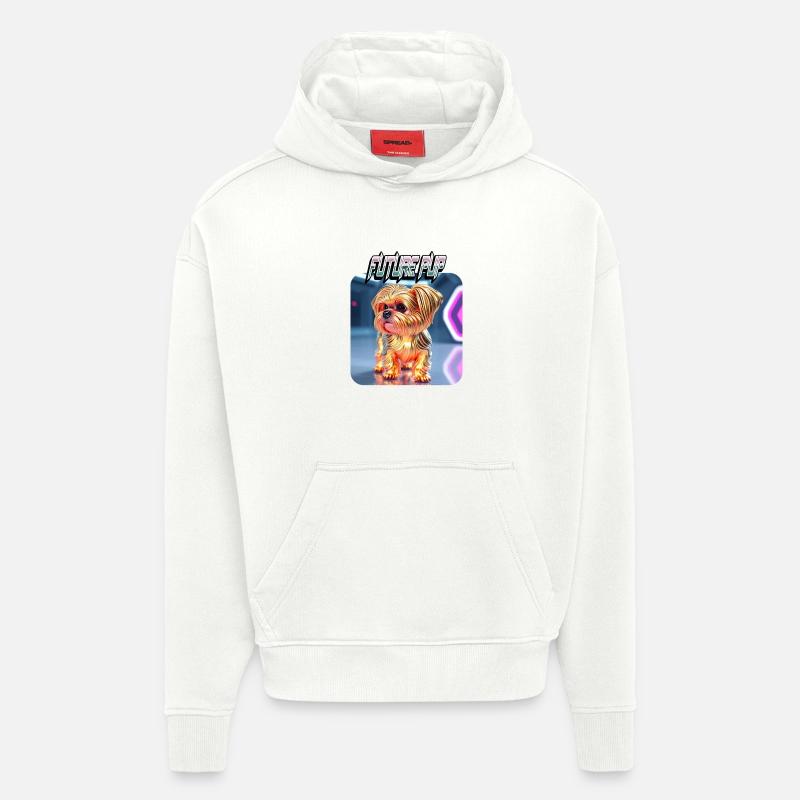 Futur chiot Shih Tzu Chien - Sweat à capuche bio épais oversize fabriqué en UE - OFF WHITE