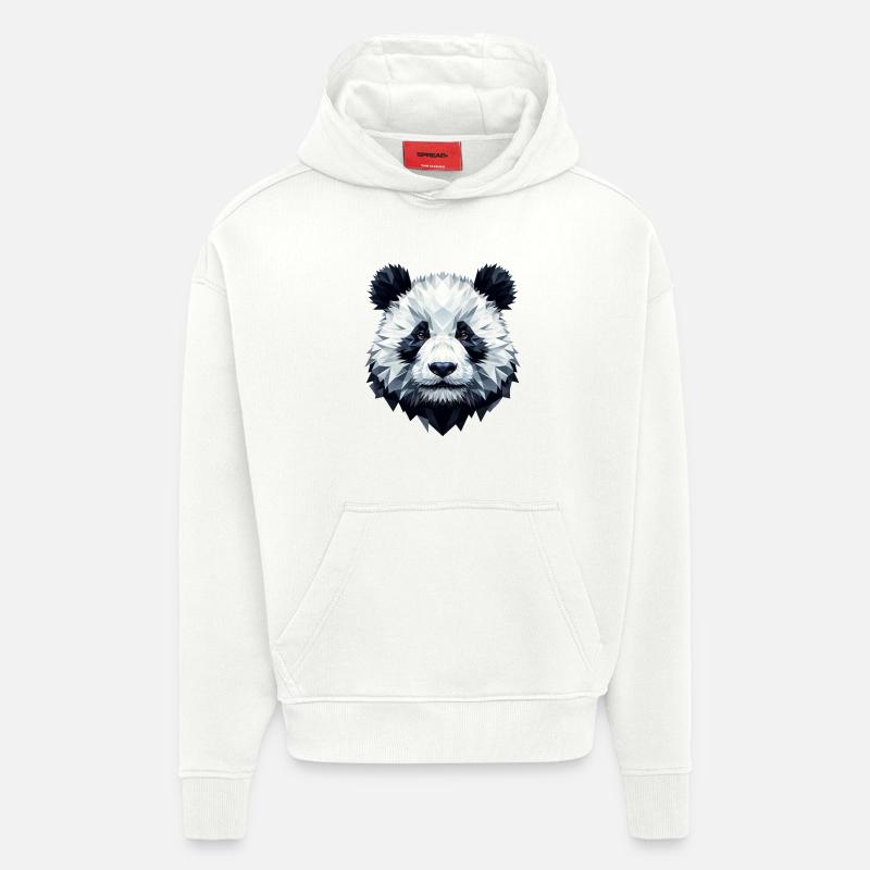 Panda Face Polygon Art Geometry - Hoodie- made by SPREAD  - OFF WHITE