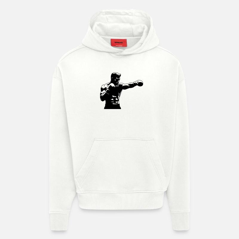 Boxer avec coup de poing - Sweat à capuche bio épais oversize fabriqué en UE - OFF WHITE