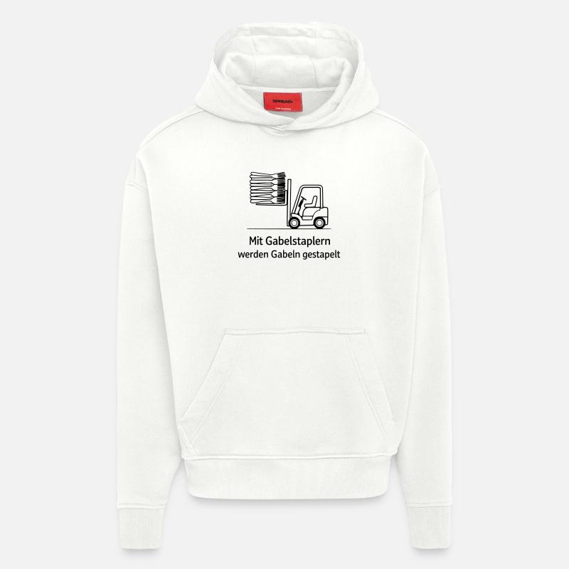 forklift pun fork stacking - Hoodie- made by SPREAD  - OFF WHITE