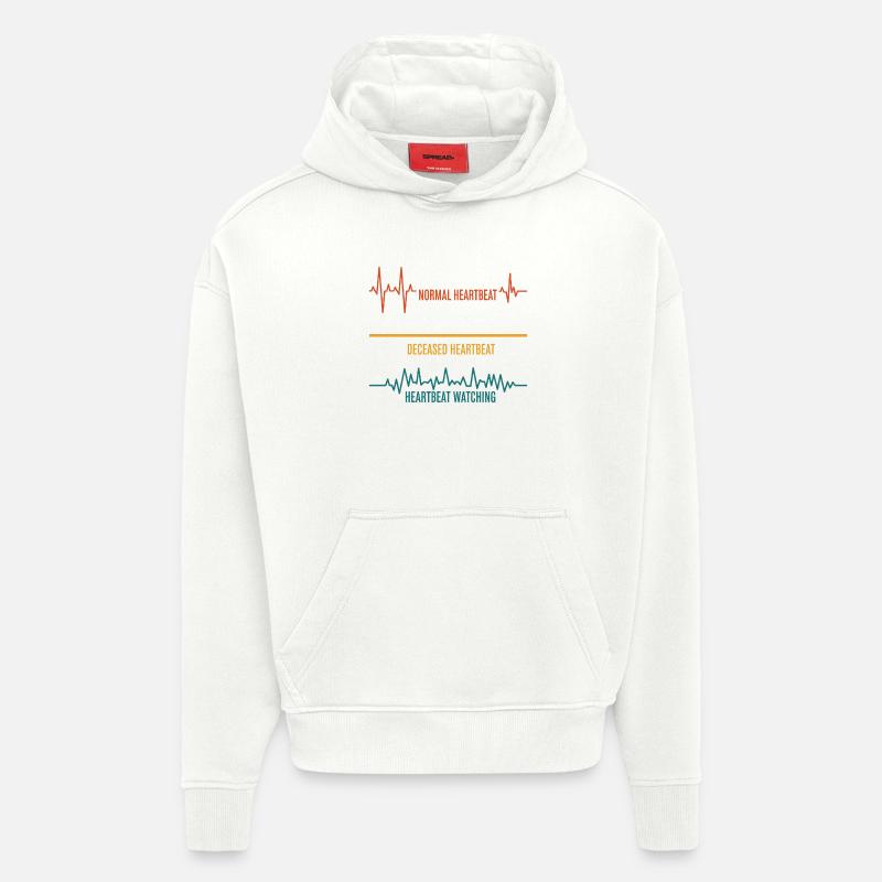 Variations du battement cardiaque Pression - Sweat à capuche bio épais oversize fabriqué en UE - OFF WHITE