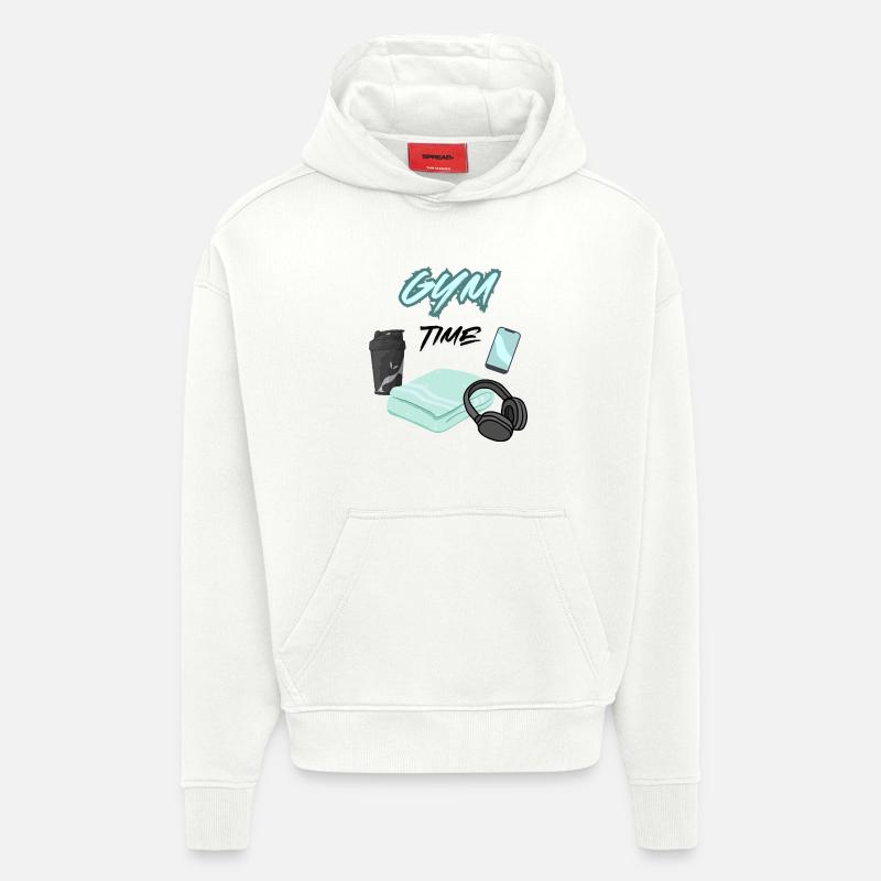 Temps de gym - Sweat à capuche bio épais oversize fabriqué en UE - OFF WHITE