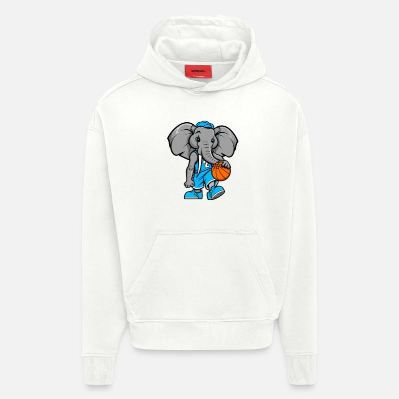 Basket-ball d’éléphant - Sweat à capuche bio épais oversize fabriqué en UE - OFF WHITE