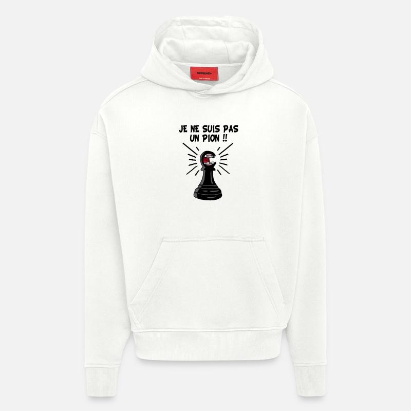 échec et mat - Sweat à capuche bio épais oversize fabriqué en UE - OFF WHITE