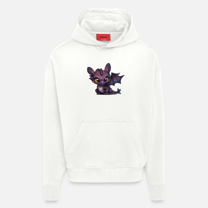 Bébé Dragon Violet - Sweat à capuche bio épais oversize fabriqué en UE - OFF WHITE