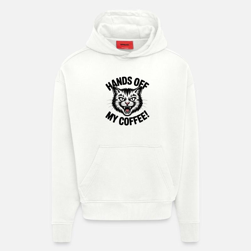 Loin de mon café - Sweat à capuche bio épais oversize fabriqué en UE - OFF WHITE