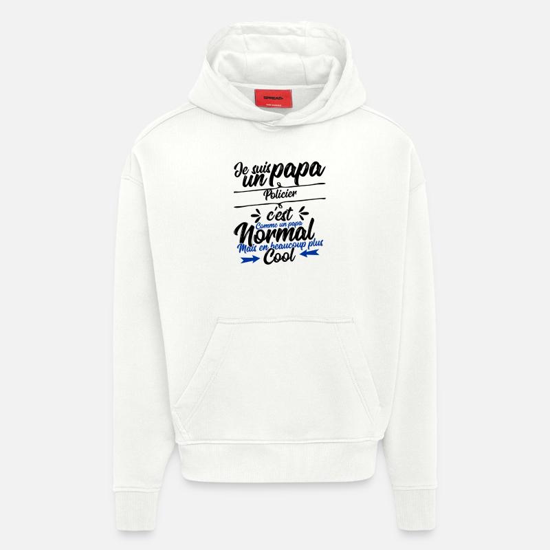papa Policier cadeau - Sweat à capuche bio épais oversize fabriqué en UE - OFF WHITE