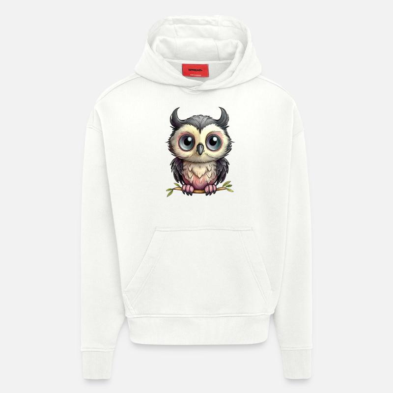 Petite Chouette - Sweat à capuche bio épais oversize fabriqué en UE - OFF WHITE