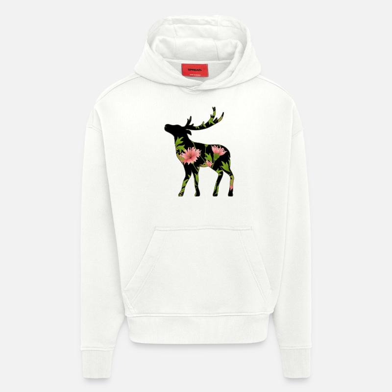 Cerf - Sweat à capuche bio épais oversize fabriqué en UE - OFF WHITE