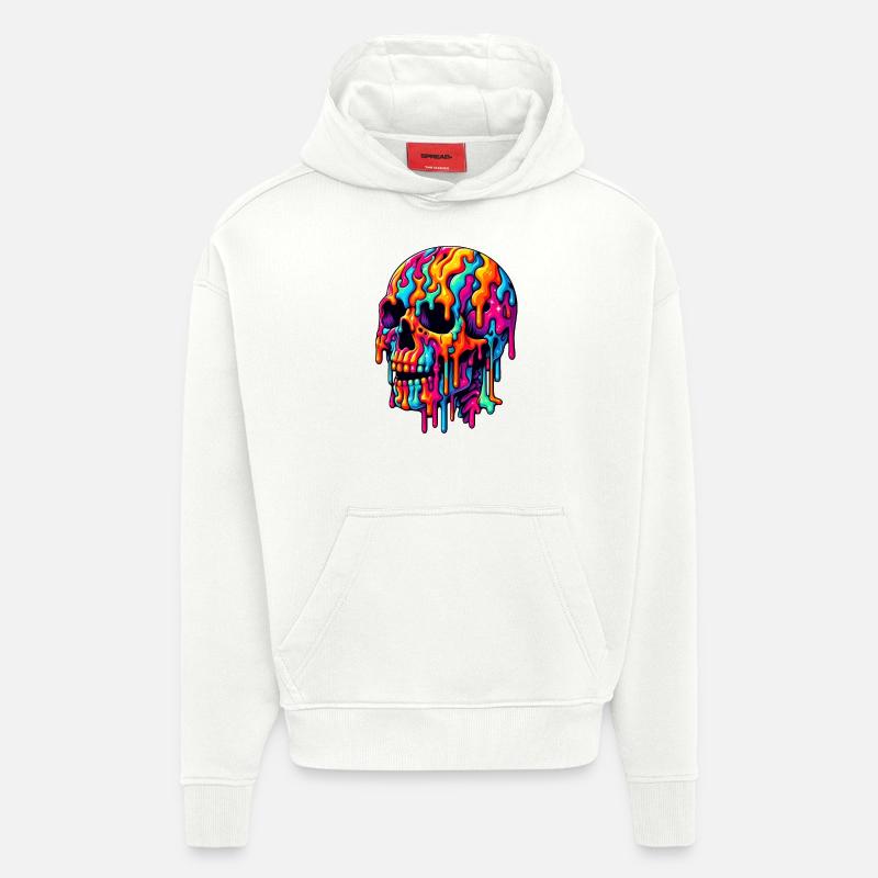 Lebendiger psychedelischer Schädel - Hoodie- made by SPREAD  - OFF WHITE
