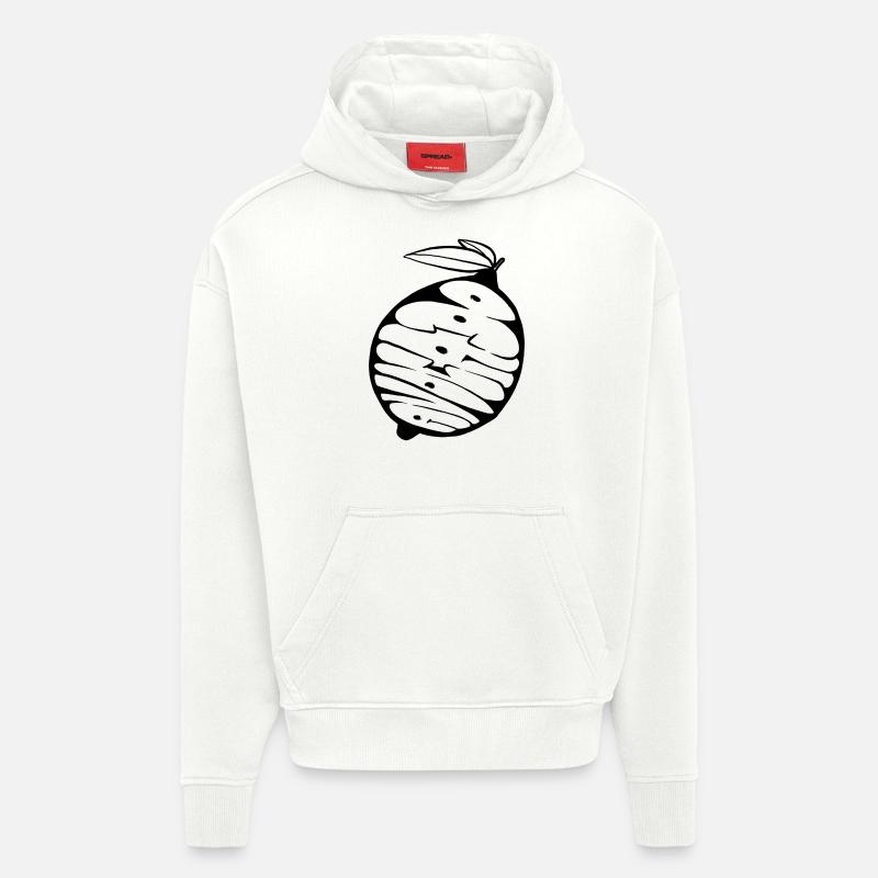 Avocat-Citron Graff (stencil) - Sweat à capuche bio épais oversize fabriqué en UE - OFF WHITE