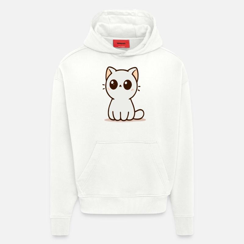 Chat - Sweat à capuche bio épais oversize fabriqué en UE - OFF WHITE