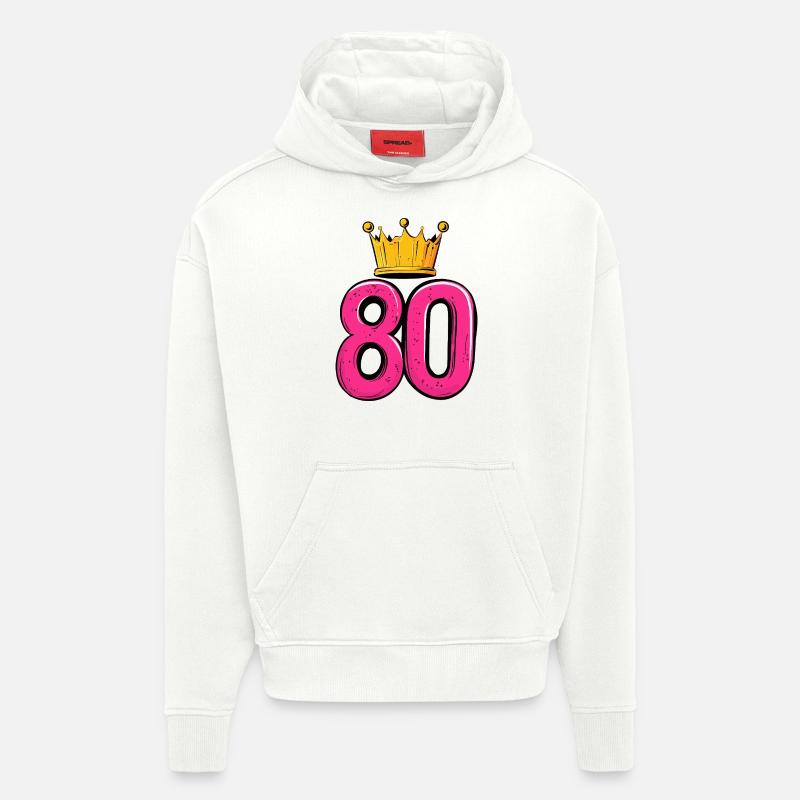 Couronne à 80 chiffres - Sweat à capuche bio épais oversize fabriqué en UE - OFF WHITE