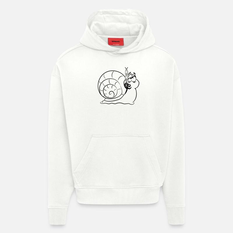 escargot kiffen commun drôle - Sweat à capuche bio épais oversize fabriqué en UE - OFF WHITE