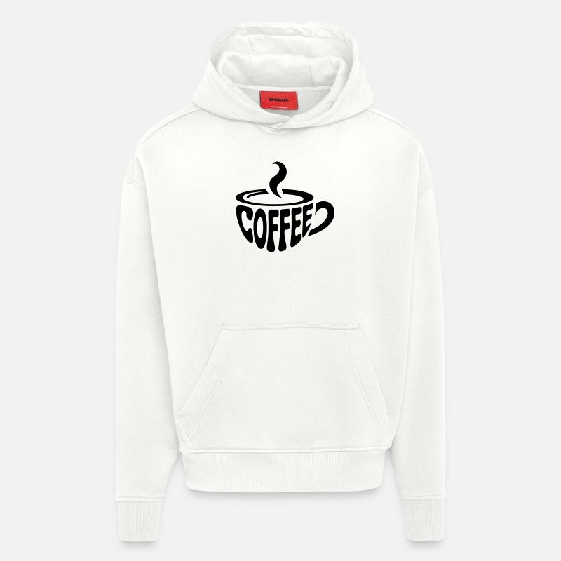 Coffee - Cool Café Logo - Sweat à capuche bio épais oversize fabriqué en UE - OFF WHITE