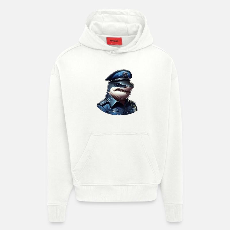 Requin policier - Sweat à capuche bio épais oversize fabriqué en UE - OFF WHITE