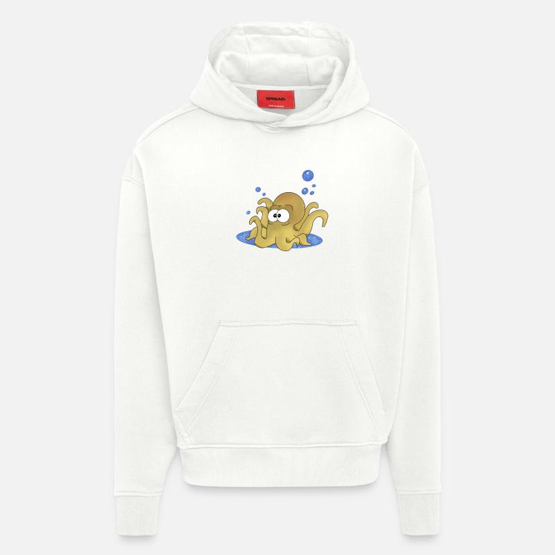 Octopus - Sweat à capuche bio épais oversize fabriqué en UE - OFF WHITE