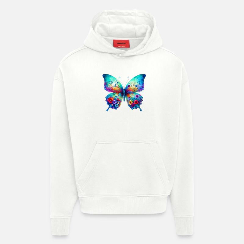 Papillon - Sweat à capuche bio épais oversize fabriqué en UE - OFF WHITE
