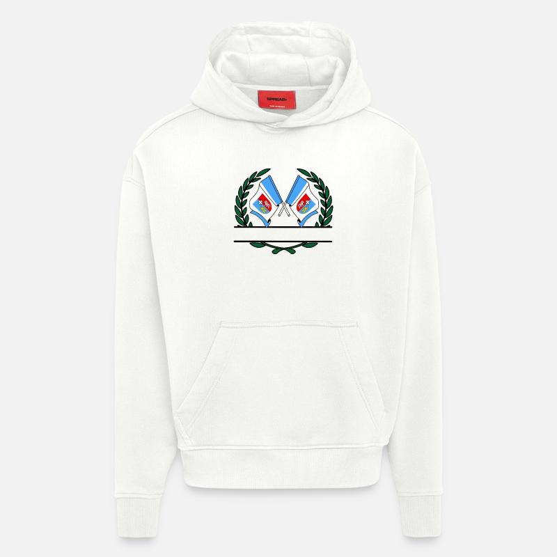 Drapeaux Subcarpathia couronne de laurier bannière - Sweat à capuche bio épais oversize fabriqué en UE - OFF WHITE
