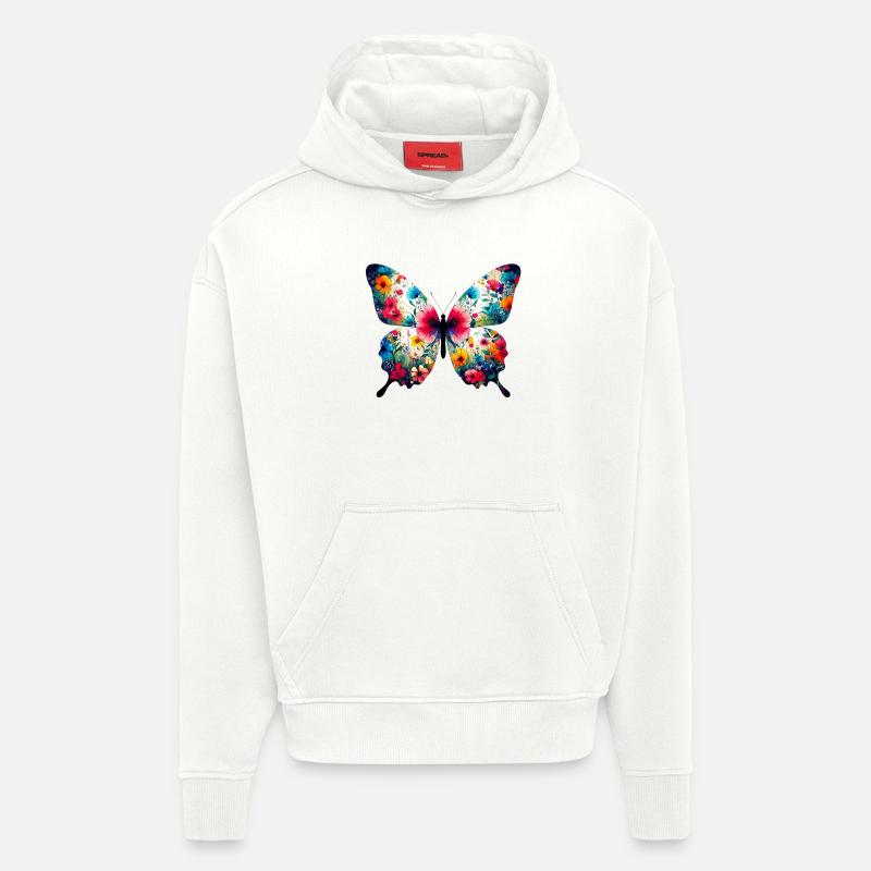 Papillon - Sweat à capuche bio épais oversize fabriqué en UE - OFF WHITE