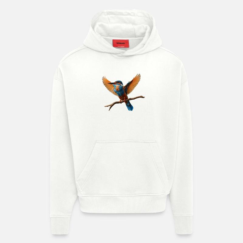 Lebhafter Eisvogel im Flug - Hoodie- made by SPREAD - OFF WHITE
