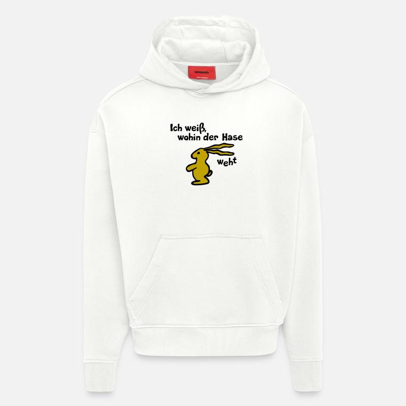 Partout où souffle le lièvre - Sweat à capuche bio épais oversize fabriqué en UE - OFF WHITE