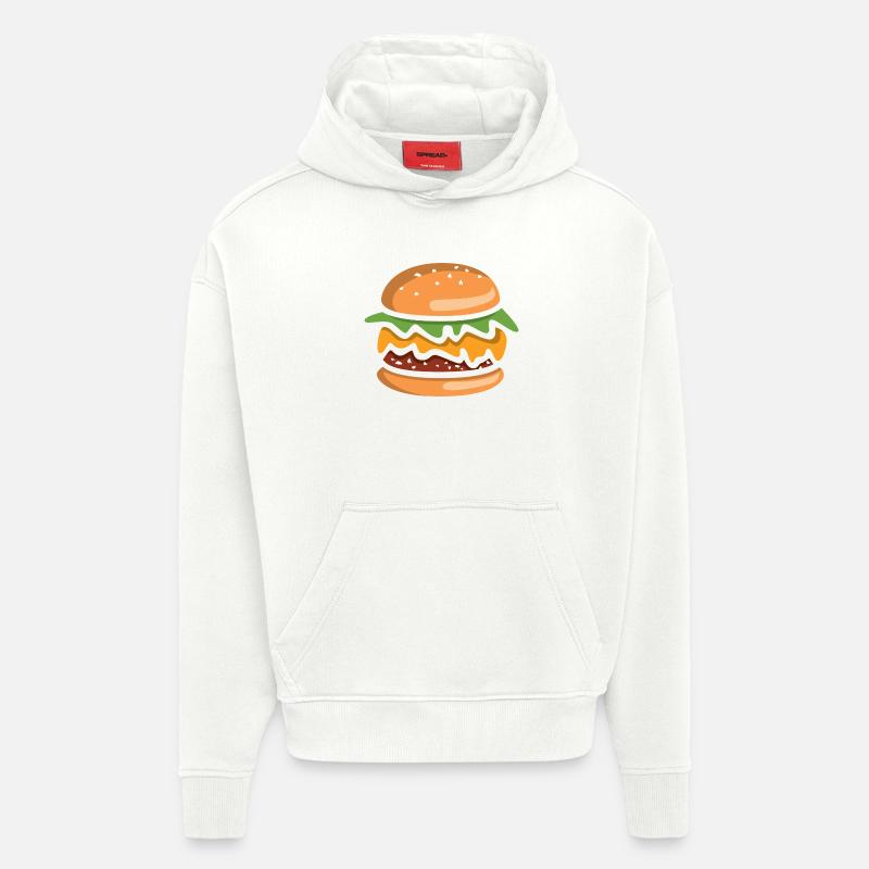 Cheeseburger Comic Burger - Sweat à capuche bio épais oversize fabriqué en UE - OFF WHITE
