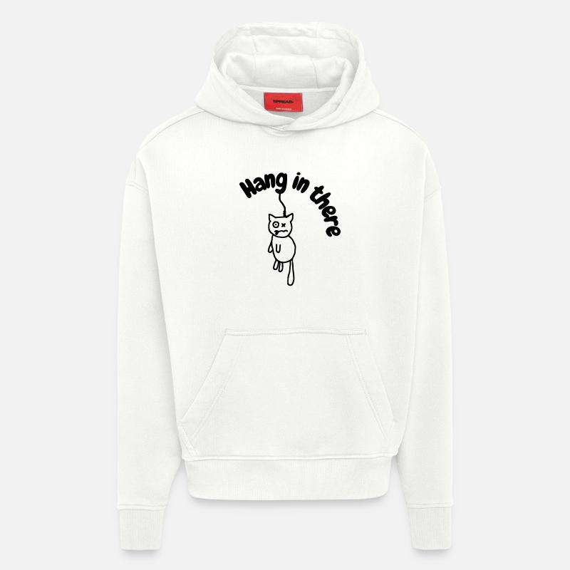 Hanginthere3 - Sweat à capuche bio épais oversize fabriqué en UE - OFF WHITE