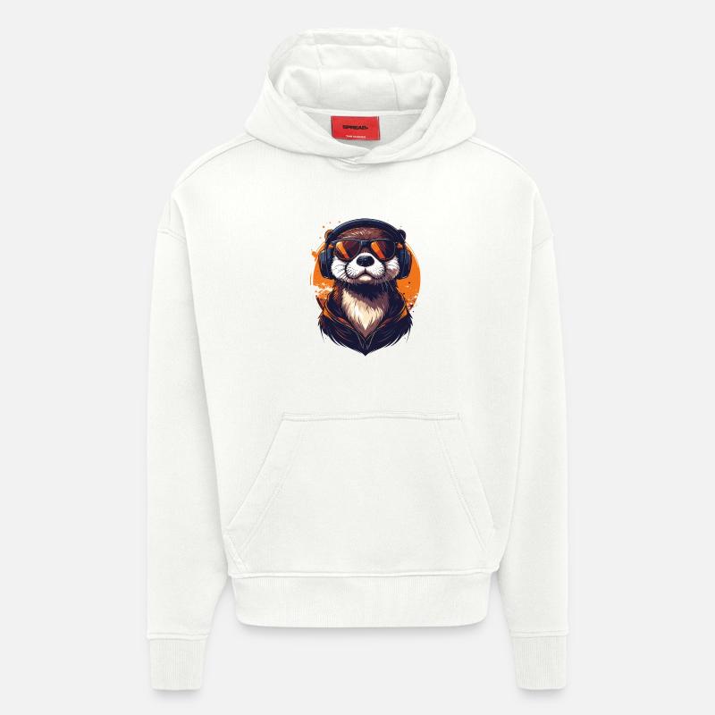 Locker drauf: Otter mit Kopfhörern - Hoodie- made by SPREAD  - OFF WHITE