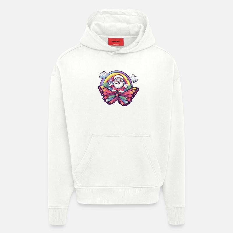 Noël Papillon Noël - Sweat à capuche bio épais oversize fabriqué en UE - OFF WHITE