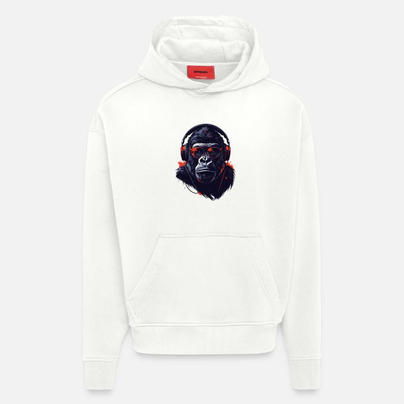Gorilla mit Kopfhörern Cooles Motiv - Hoodie- made by SPREAD  - OFF WHITE