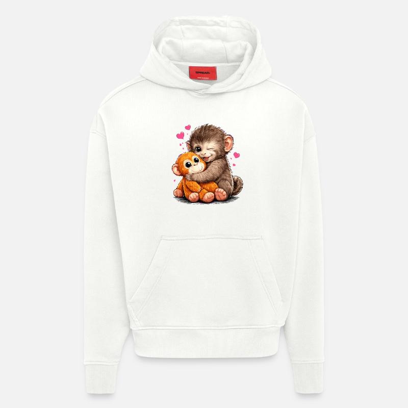 Cadeau drôle de Monkey Punch - Sweat à capuche bio épais oversize fabriqué en UE - OFF WHITE