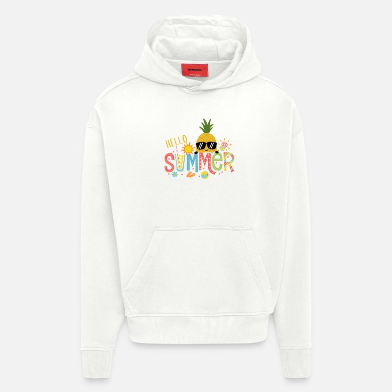 Ananas Soleil Été Vif - Sweat à capuche bio épais oversize fabriqué en UE - OFF WHITE