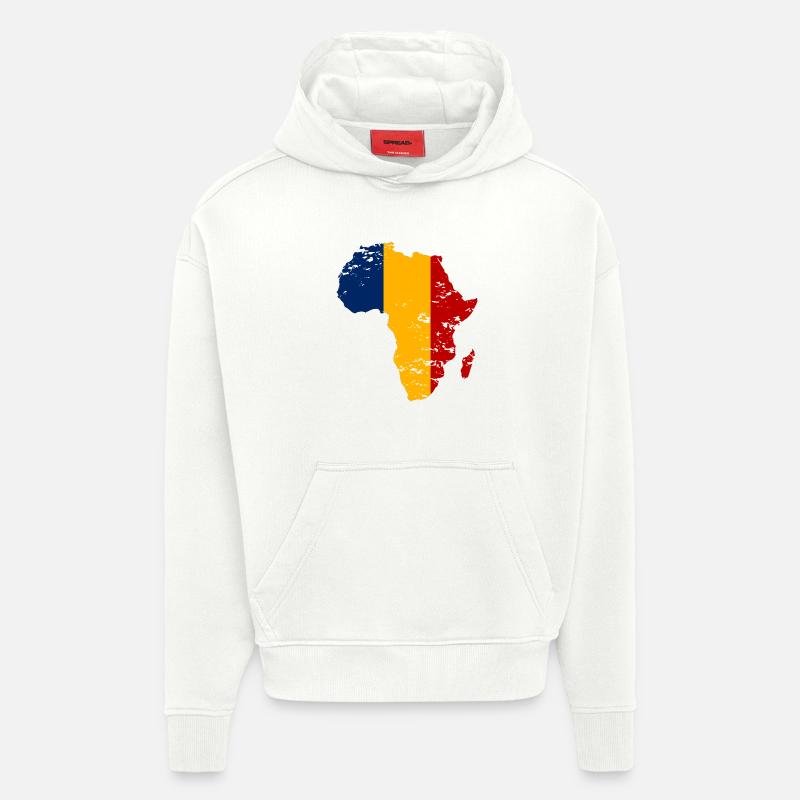 Tschad_Flagge_Afrika_used - Sweat à capuche bio épais oversize fabriqué en UE - OFF WHITE