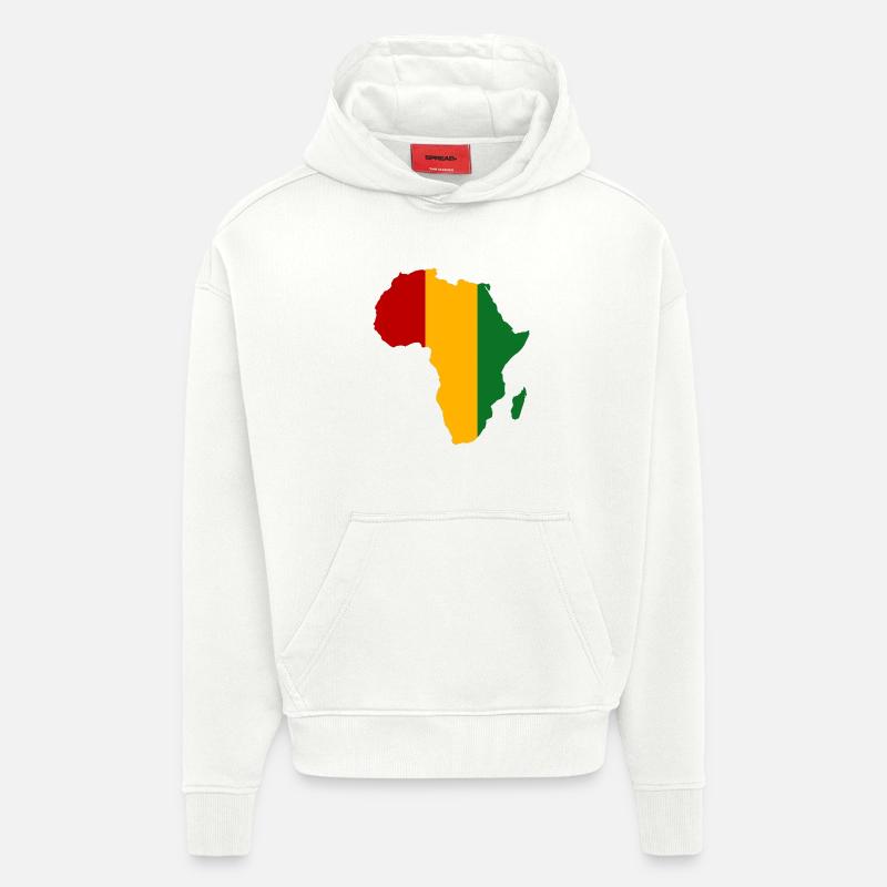 Guiena_Flagge_Afrika - Sweat à capuche bio épais oversize fabriqué en UE - OFF WHITE