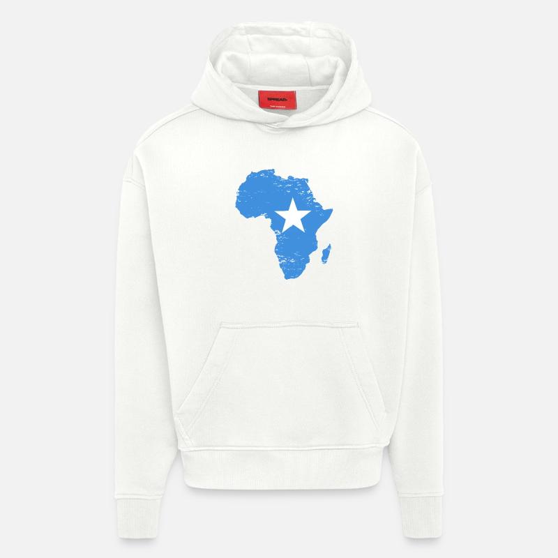 Drapeau somalien Afrique utilisé - Sweat à capuche bio épais oversize fabriqué en UE - OFF WHITE
